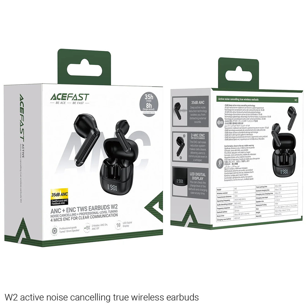 Handsfree Bluetooth Acefast W2, TWS, Черен