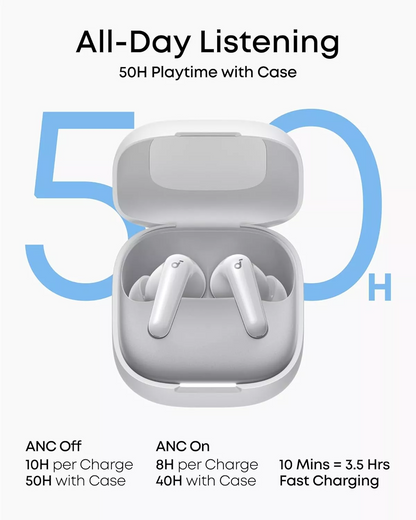 Handsfree Bluetooth Anker Soundcore R60i, TWS, ANC, Бял D1202G21