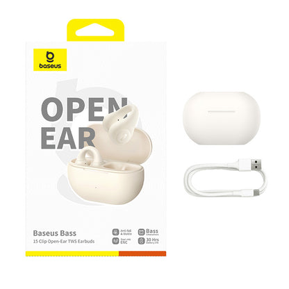 Handsfree Bluetooth Baseus Bass 15 Clip, TWS, Бял A00079500223-00