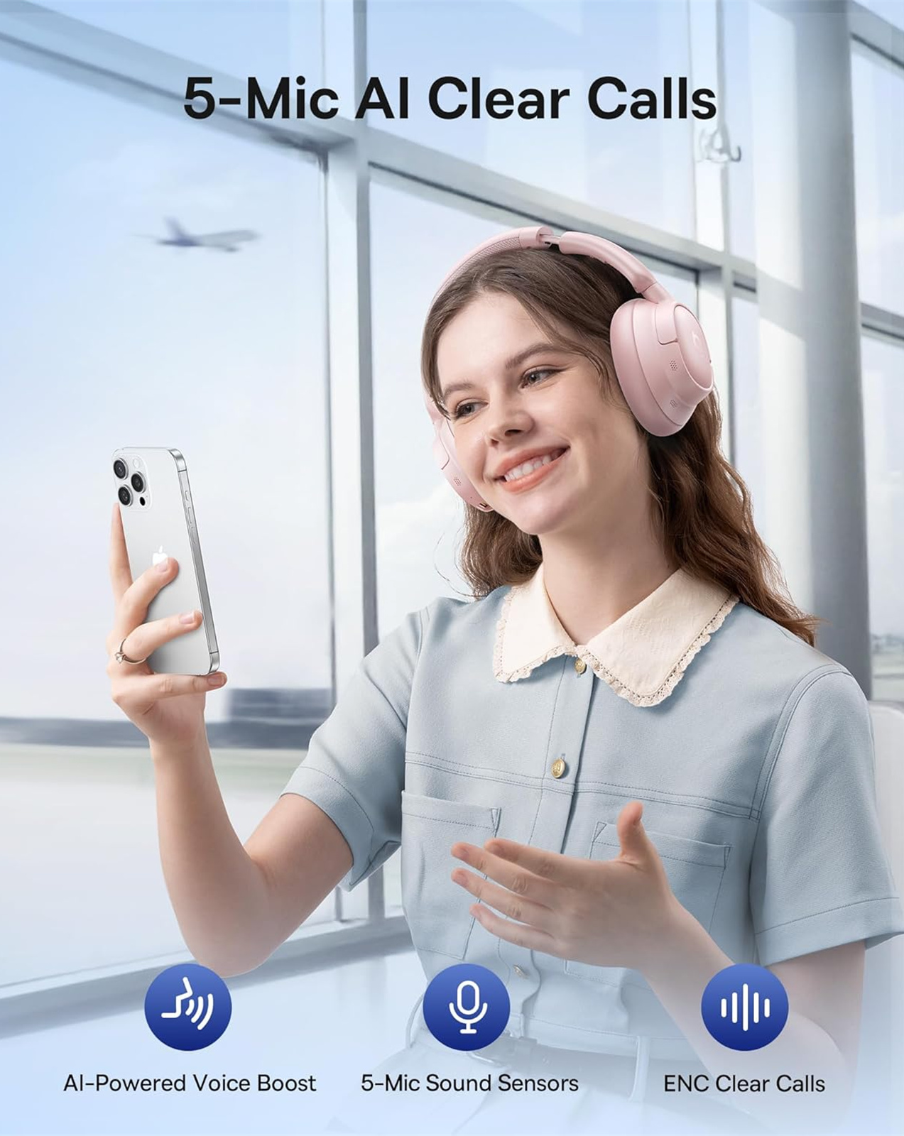 Handsfree Bluetooth Baseus Bass BH1 NC, MultiPoint, A2DP, ANC, Розов A0203704