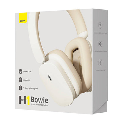 Безжични слушалки Bluetooth Baseus Bowie H1, A2DP, ANC, Крем NGTW230202