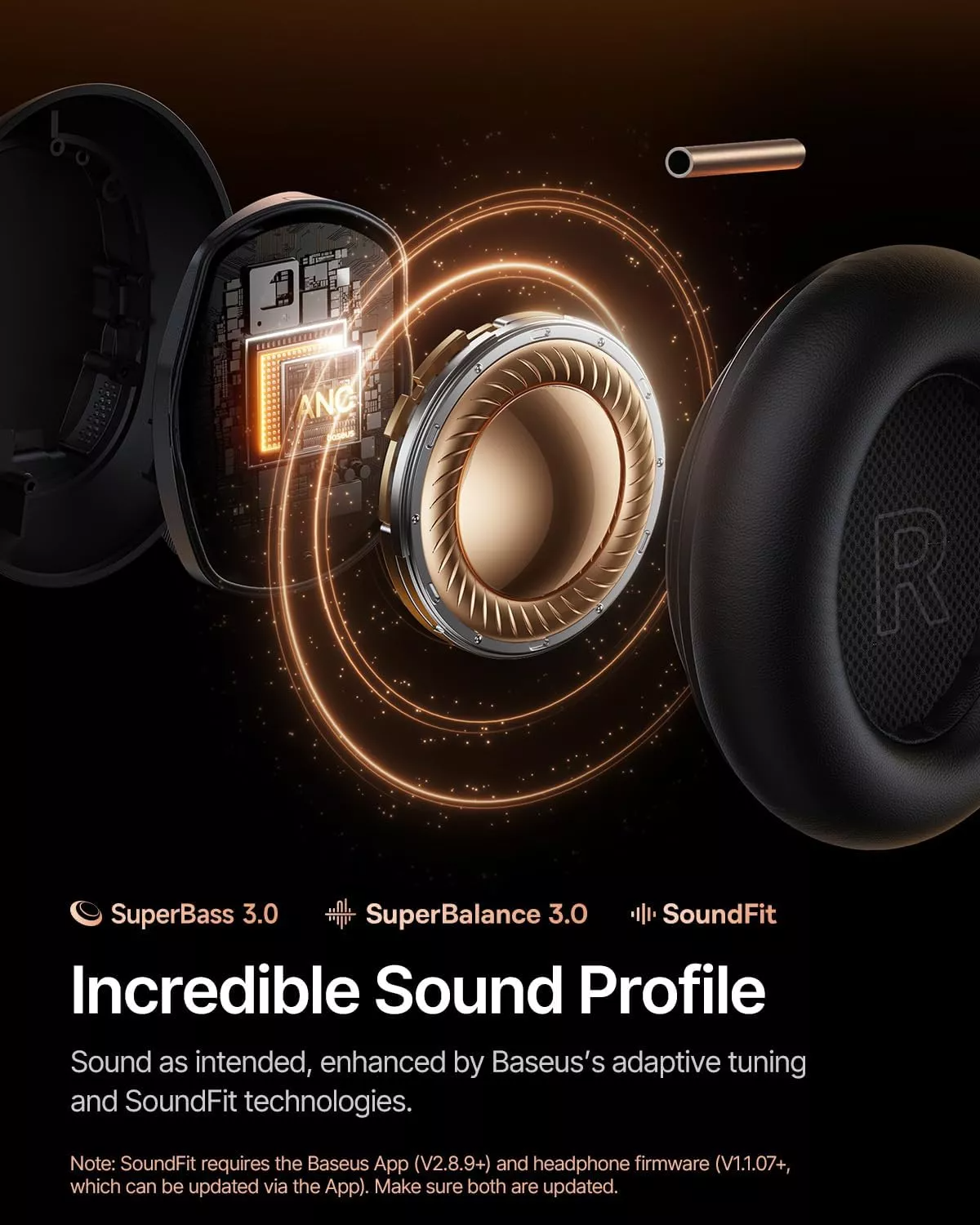 Handsfree Bluetooth Baseus Inspire XH1 Sound by Bose, A2DP, ANC, Черен A00085701123-00