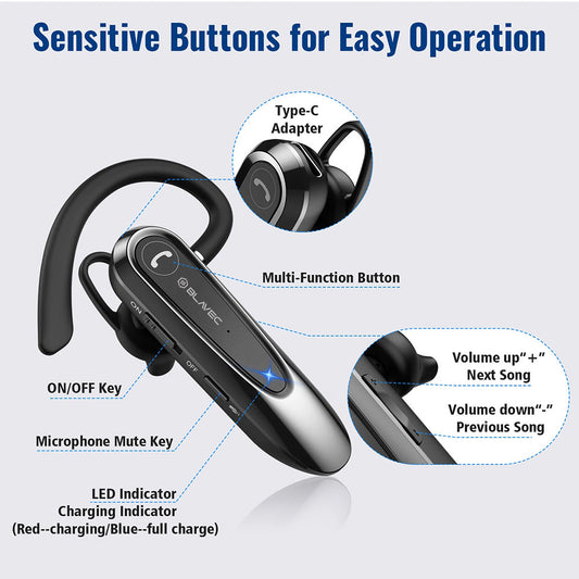 Handsfree Bluetooth Blavec Adventure 5, MultiPoint, A2DP, Черен BHAD5-B
