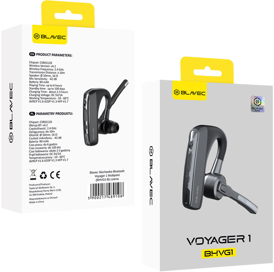 Blavec Voyager 1 Bluetooth Handsfree, MultiPoint, A2DP, Black