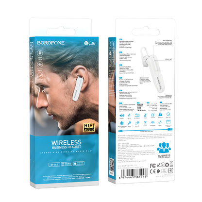 Bluetooth слушалки със свободни ръце BC36 Lucky, A2DP, бели 