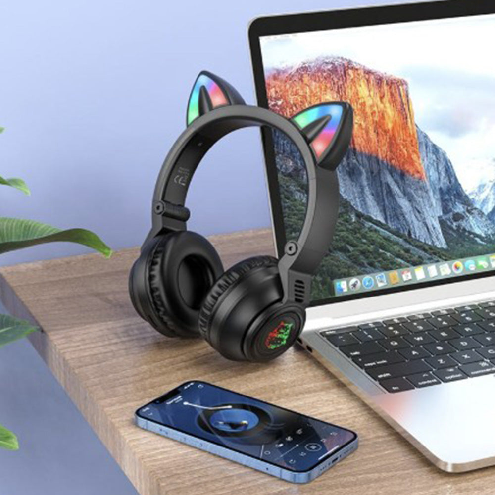 Handsfree Bluetooth Borofone BO18 Cat Ear, A2DP, Черен