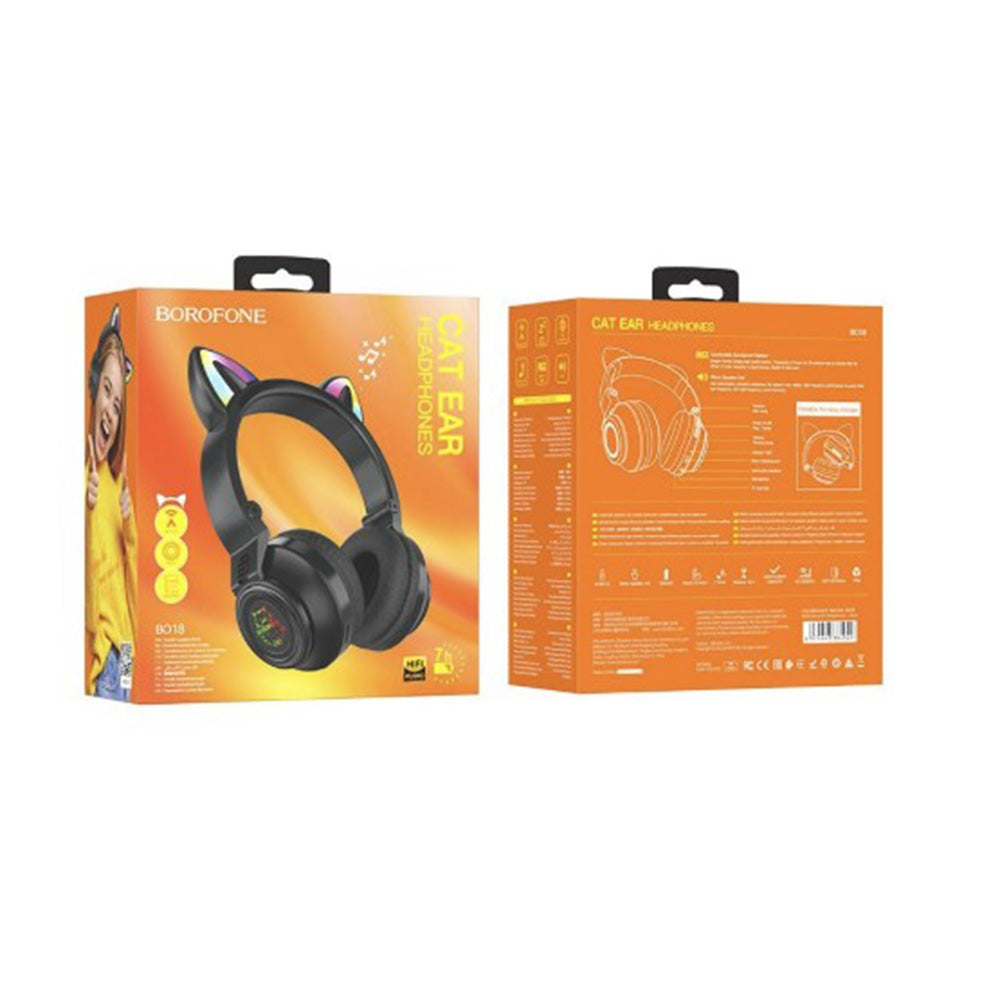 Handsfree Bluetooth Borofone BO18 Cat Ear, A2DP, Черен