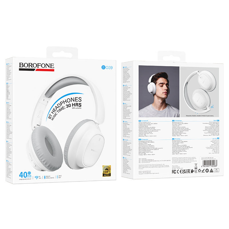 Bluetooth хендсфри Borofone BO39 Melotide, A2DP, бял