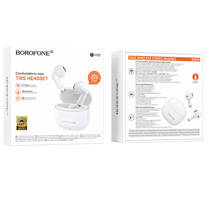 Handsfree Bluetooth Borofone BW88 Deep Rhyme, TWS, Бял 