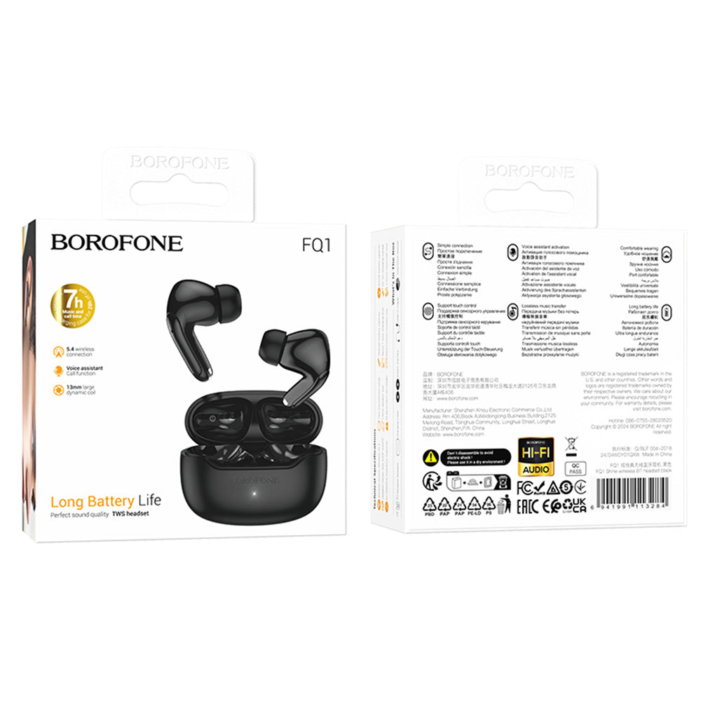 Handsfree Bluetooth Borofone FQ1 Shine, TWS, Черен