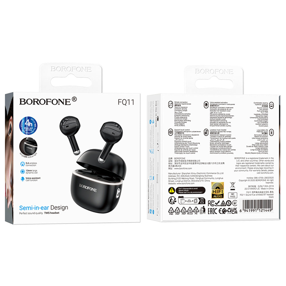 Handsfree Bluetooth Borofone FQ11 Sound, TWS, Черен
