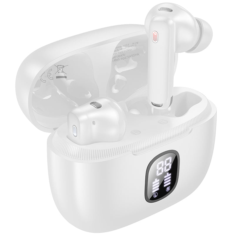 Handsfree Bluetooth Borofone FQ7 Treasure, TWS, ANC, MultiPoint, Бял 