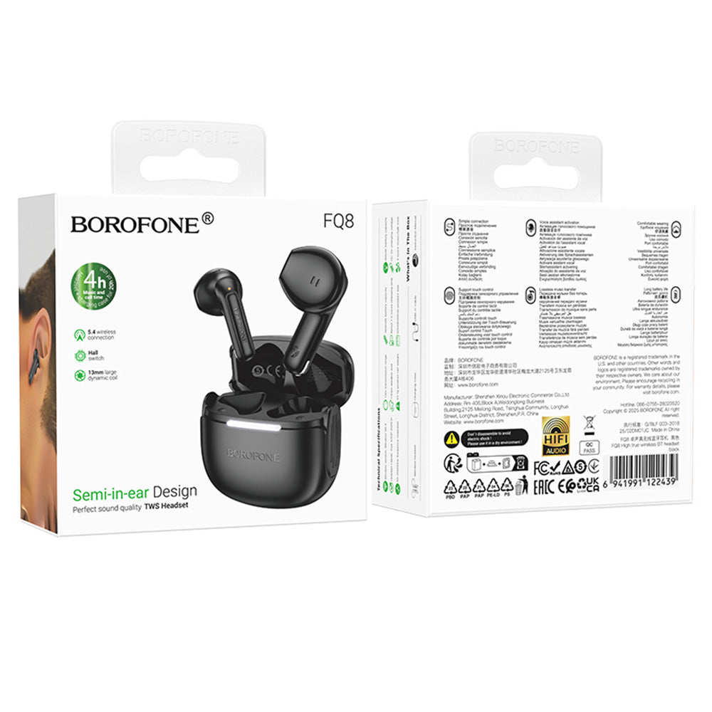 Handsfree Bluetooth Borofone FQ8 High, TWS, Черен