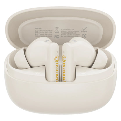 Безжични слушалки Bluetooth Bugani Freebuds B20, TWS, ANC, Светло кремави