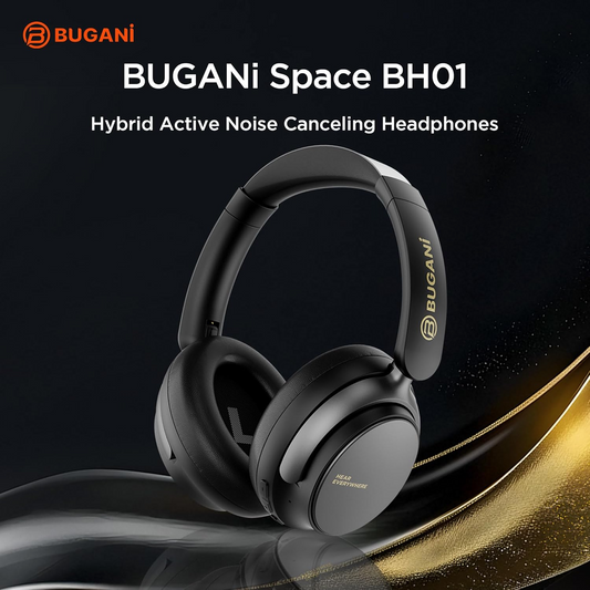 Bluetooth слушалки Bugani Space BH01, MultiPoint, A2DP, ANC, Черен