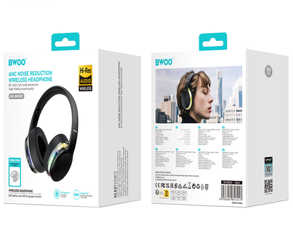 Слушалки с микрофон Bluetooth BWOO BO-BW587, A2DP, ANC, Черен