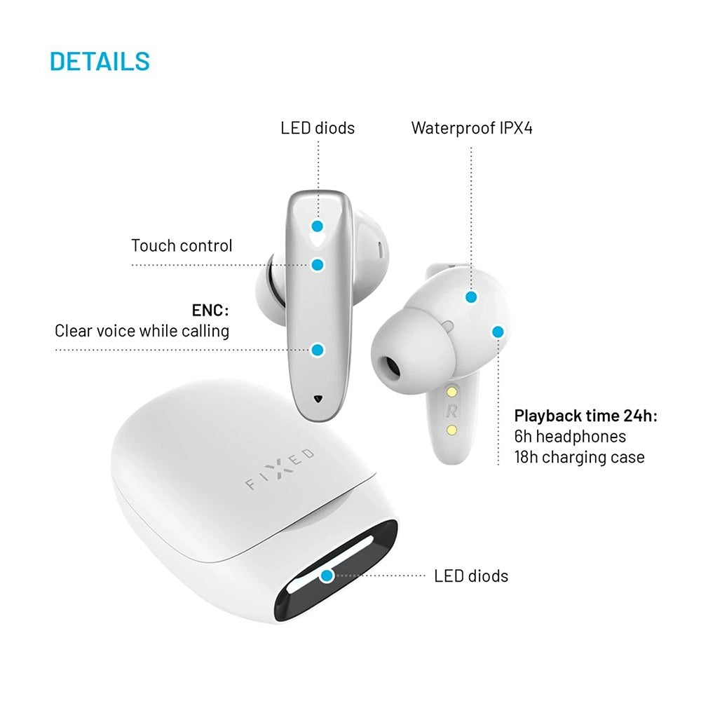 Handsfree Bluetooth Fixed Pods, TWS, Бял