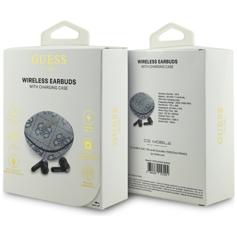 Handsfree Bluetooth Guess 4G Classic Metal Logo, TWS, Син