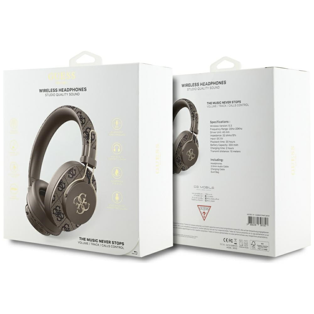 Handsfree Bluetooth Guess 4G Metal Logo, A2DP, Кафяв