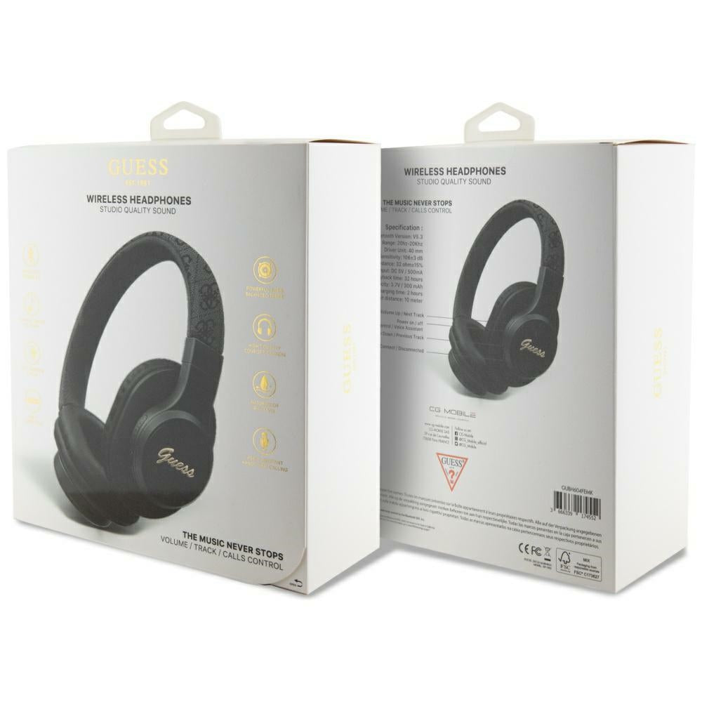 Handsfree Bluetooth Guess 4G Tone on Tone Script Logo, A2DP, Черен