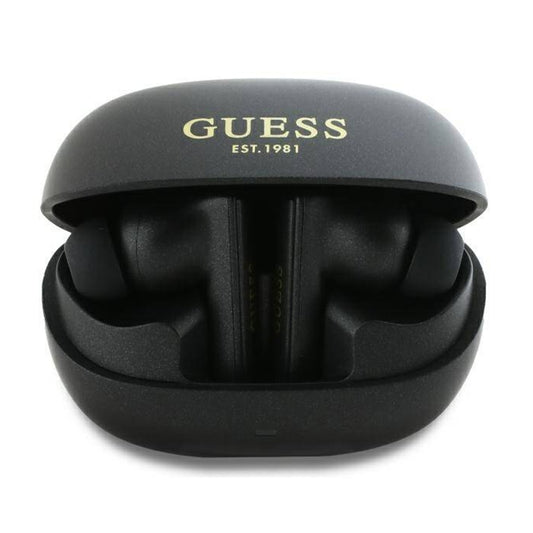 Handsfree Bluetooth Guess Capsule Printed Logo, TWS, ANC, Черен