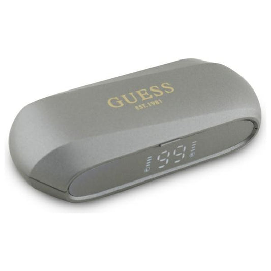 Handsfree Bluetooth Guess с удължено металическо лого, TWS, Сив