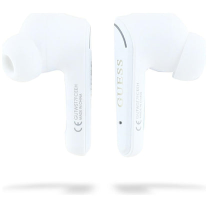Handsfree Bluetooth Guess Flat Classic Logo Electroplated, TWS, Бял