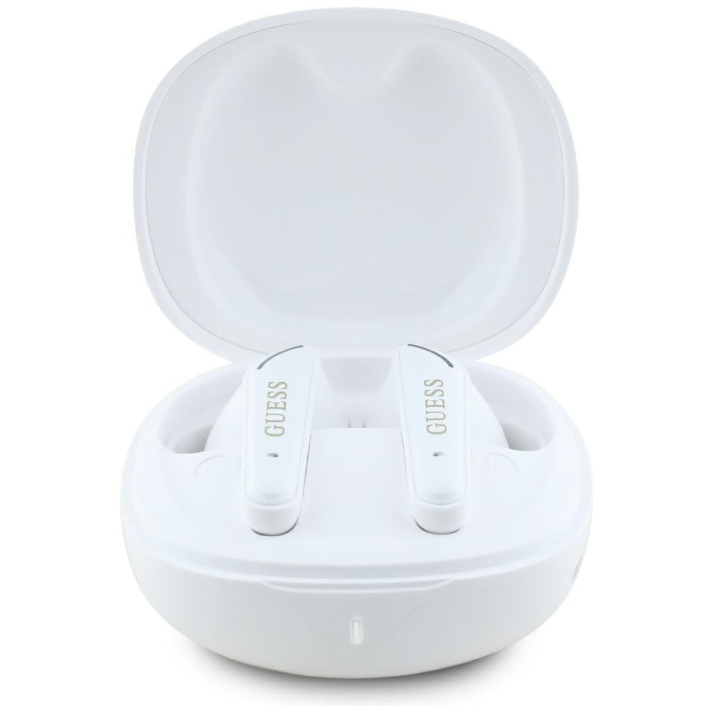 Handsfree Bluetooth Guess Flat Classic Logo Electroplated, TWS, Бял