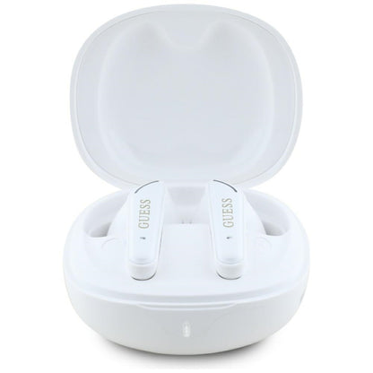Handsfree Bluetooth Guess Flat Classic Logo Electroplated, TWS, Бял