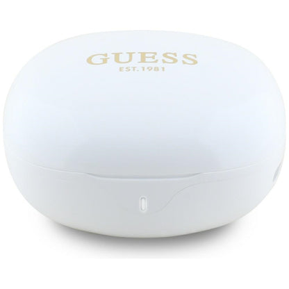 Handsfree Bluetooth Guess Flat Classic Logo Electroplated, TWS, Бял