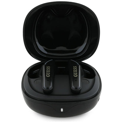 Handsfree Bluetooth Guess Flat Classic Logo Electroplated, TWS, Черен