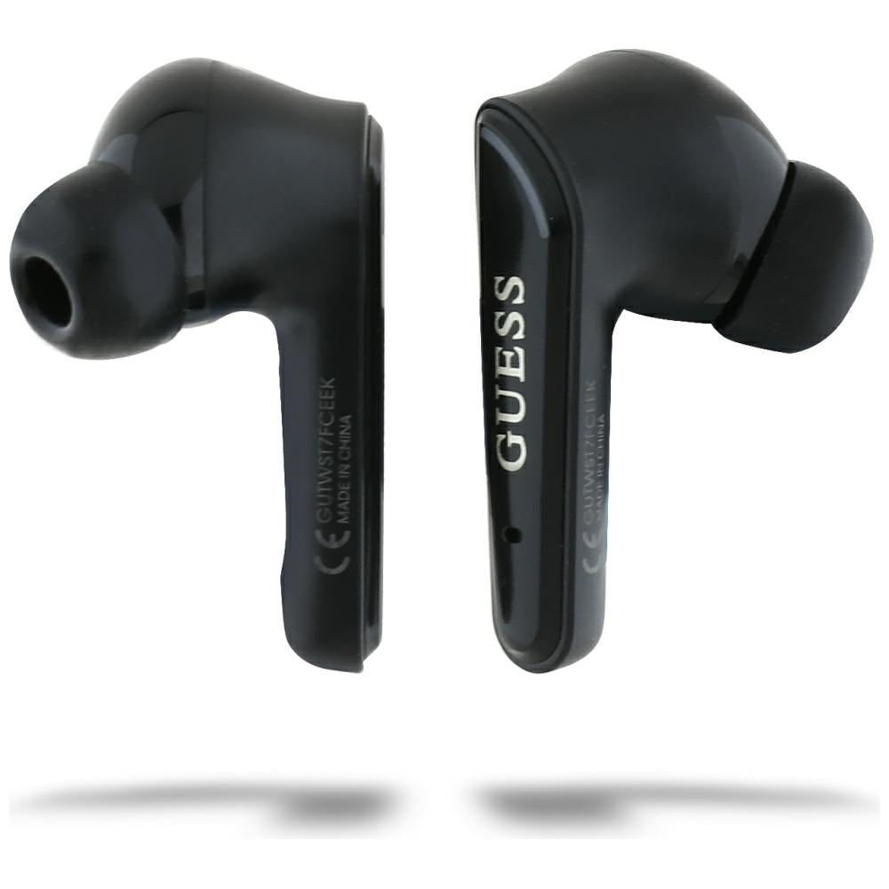 Handsfree Bluetooth Guess Flat Classic Logo Electroplated, TWS, Черен