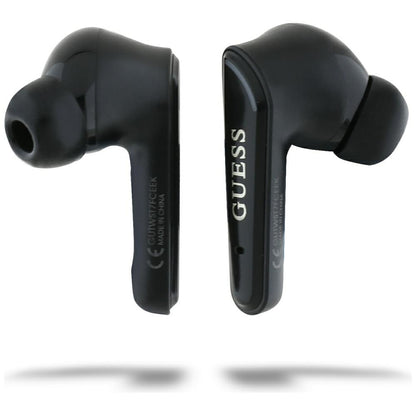 Handsfree Bluetooth Guess Flat Classic Logo Electroplated, TWS, Черен