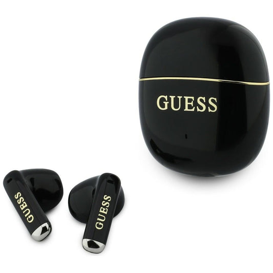 Безжични слушалки Bluetooth Guess Glossy Gold Line Classic, TWS, Черен