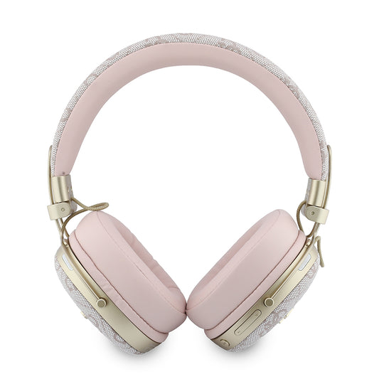 Безжични слушалки Bluetooth Guess Metal 4G Script Logo, A2DP, Розови