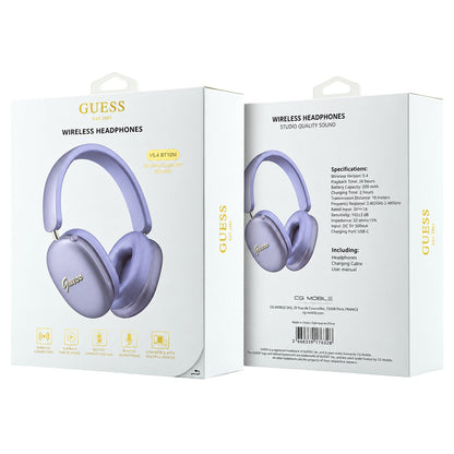 Bluetooth слушалки Guess Metal Script Logo, A2DP, лилави