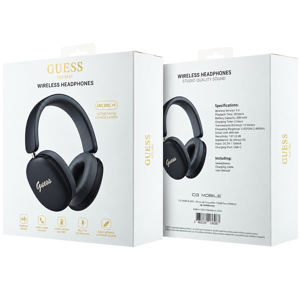 Bluetooth хендсфри Guess Metal Script Logo, A2DP, черен