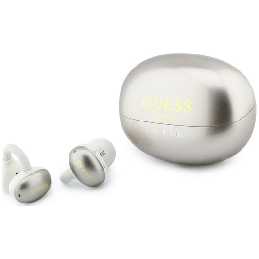 Слушалки с Bluetooth Handsfree Guess с метално покритие и електроплатирани части, класически, TWS, златисти
