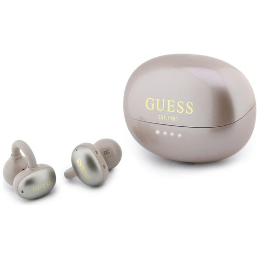 Безжични слушалки Bluetooth Guess с метален завършек, електроплатирани части, класически, TWS, розови