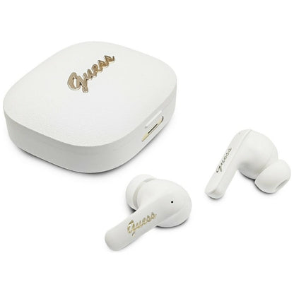 Handsfree Bluetooth Guess Script Metal Logo, TWS, Бял