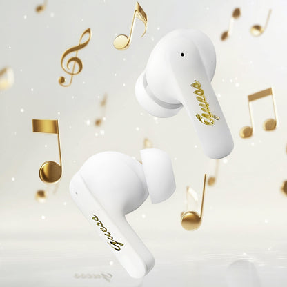 Handsfree Bluetooth Guess Script Metal Logo, TWS, Бял