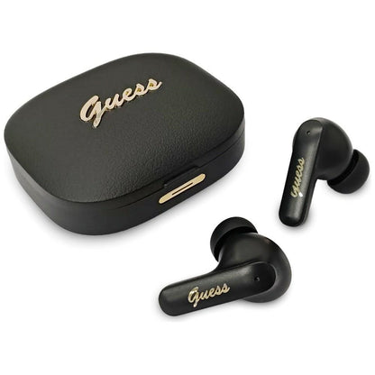 Handsfree Bluetooth Guess Script Metal Logo, TWS, Черен