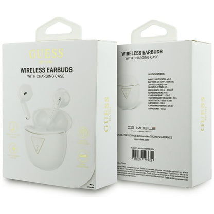 Handsfree Bluetooth Guess Script Print, TWS, Бял