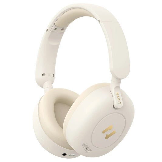 Handsfree Bluetooth HAVIT H655BT Pro, Multipoint, A2DP, ANC, Бежов