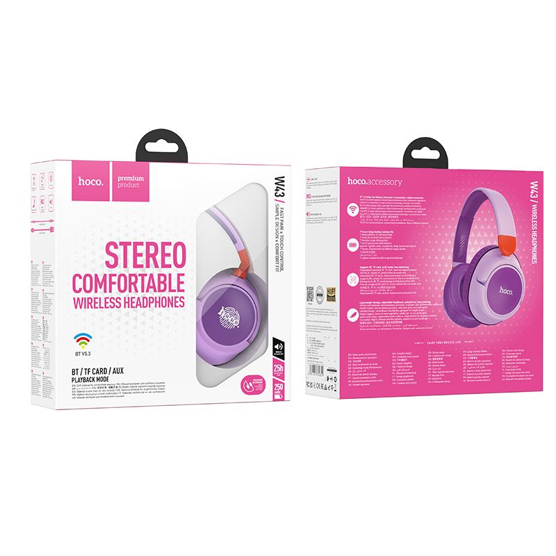 Handsfree Bluetooth HOCO Adventure W43, A2DP, Лилав
