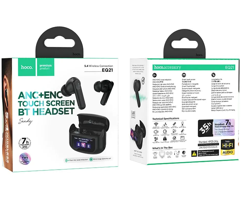 Handsfree Bluetooth HOCO EQ21, TWS, ANC, Черен