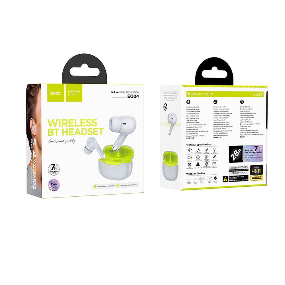 Handsfree Bluetooth HOCO EQ24, TWS, Сив