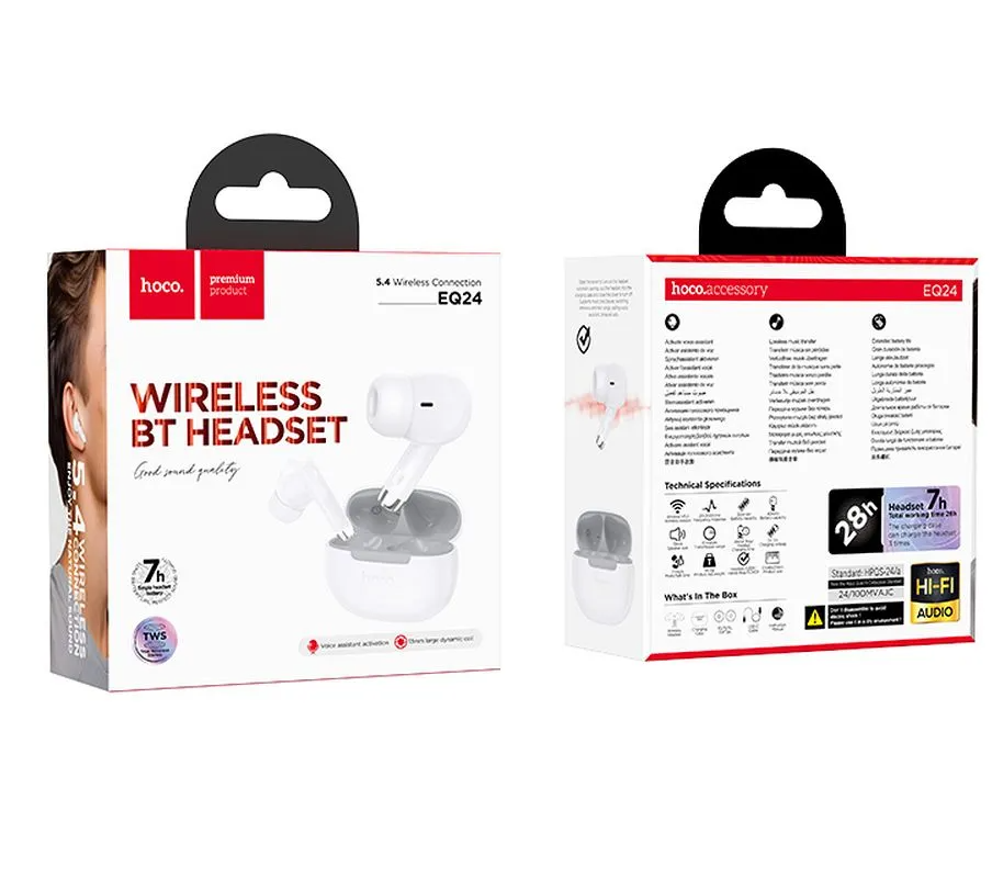 Handsfree Bluetooth HOCO EQ24, TWS, Бял