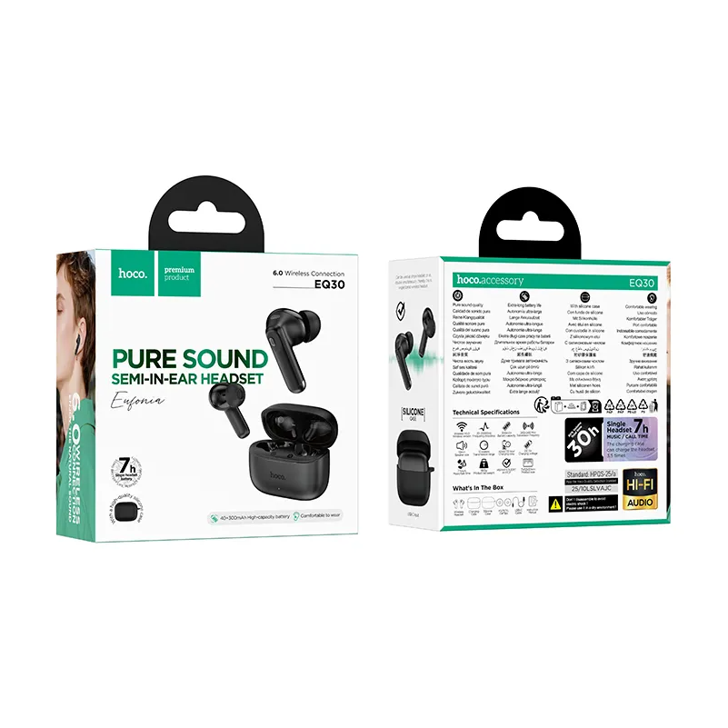 Handsfree Bluetooth HOCO EQ30, TWS, Черен