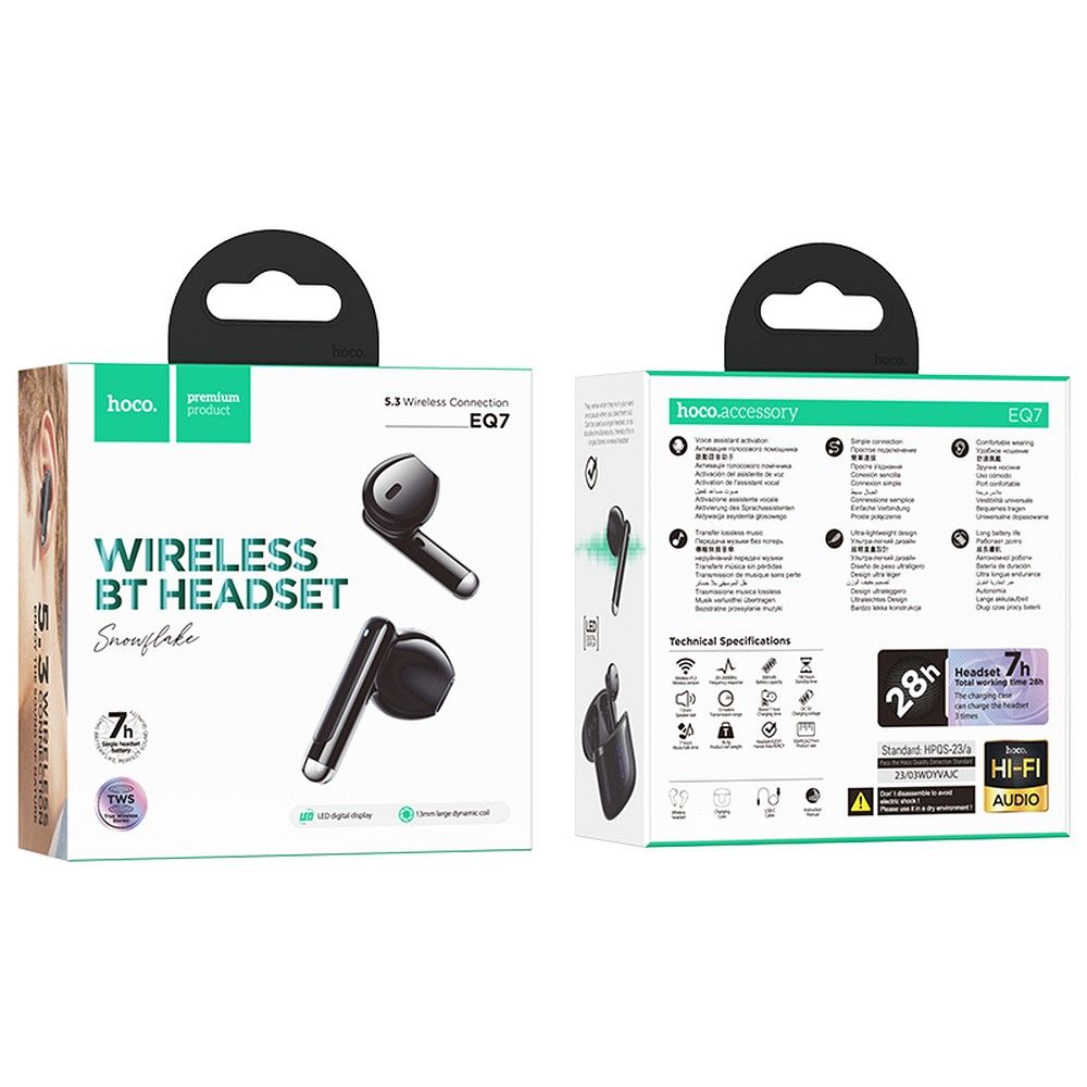 Handsfree Bluetooth HOCO EQ7, TWS, Черен